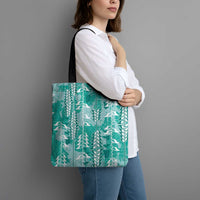 Teal Hawaii Tapa Pattern Tote Bag With Heliconia Vintage Style LT05 - Polynesian Pride