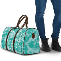Teal Hawaii Tapa Pattern Travel Bag With Heliconia Vintage Style LT05 - Polynesian Pride