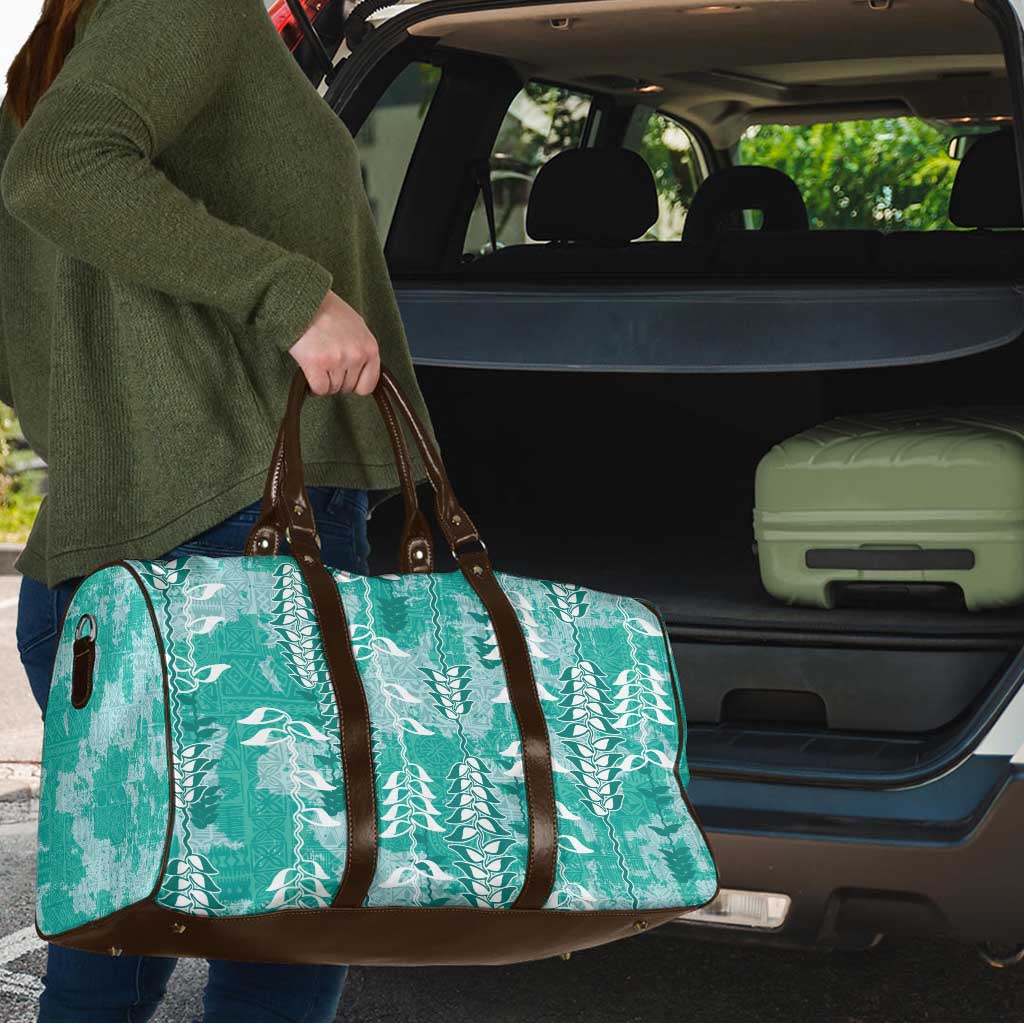 Teal Hawaii Tapa Pattern Travel Bag With Heliconia Vintage Style LT05 - Polynesian Pride