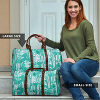 Teal Hawaii Tapa Pattern Travel Bag With Heliconia Vintage Style LT05 - Polynesian Pride