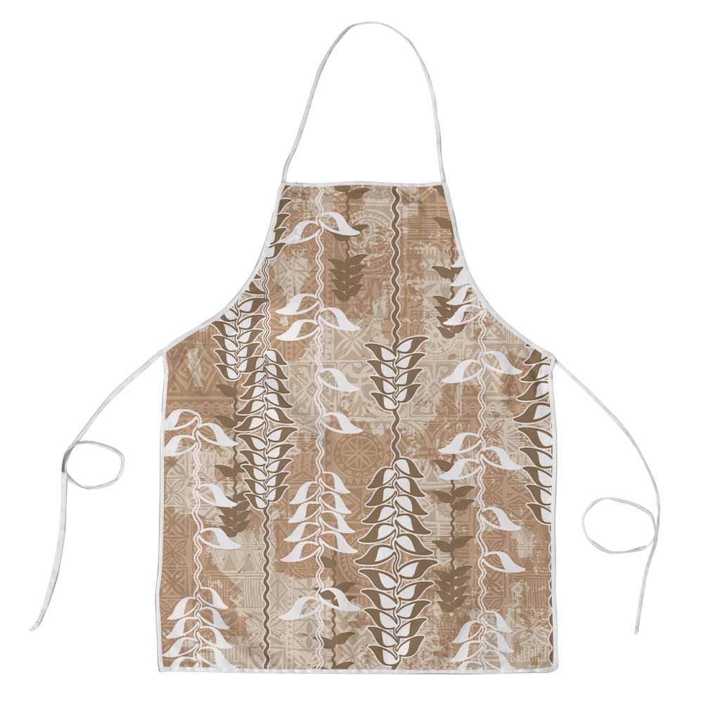 Beige Hawaii Tapa Pattern Apron With Heliconia Vintage Style LT05 Beige - Polynesian Pride