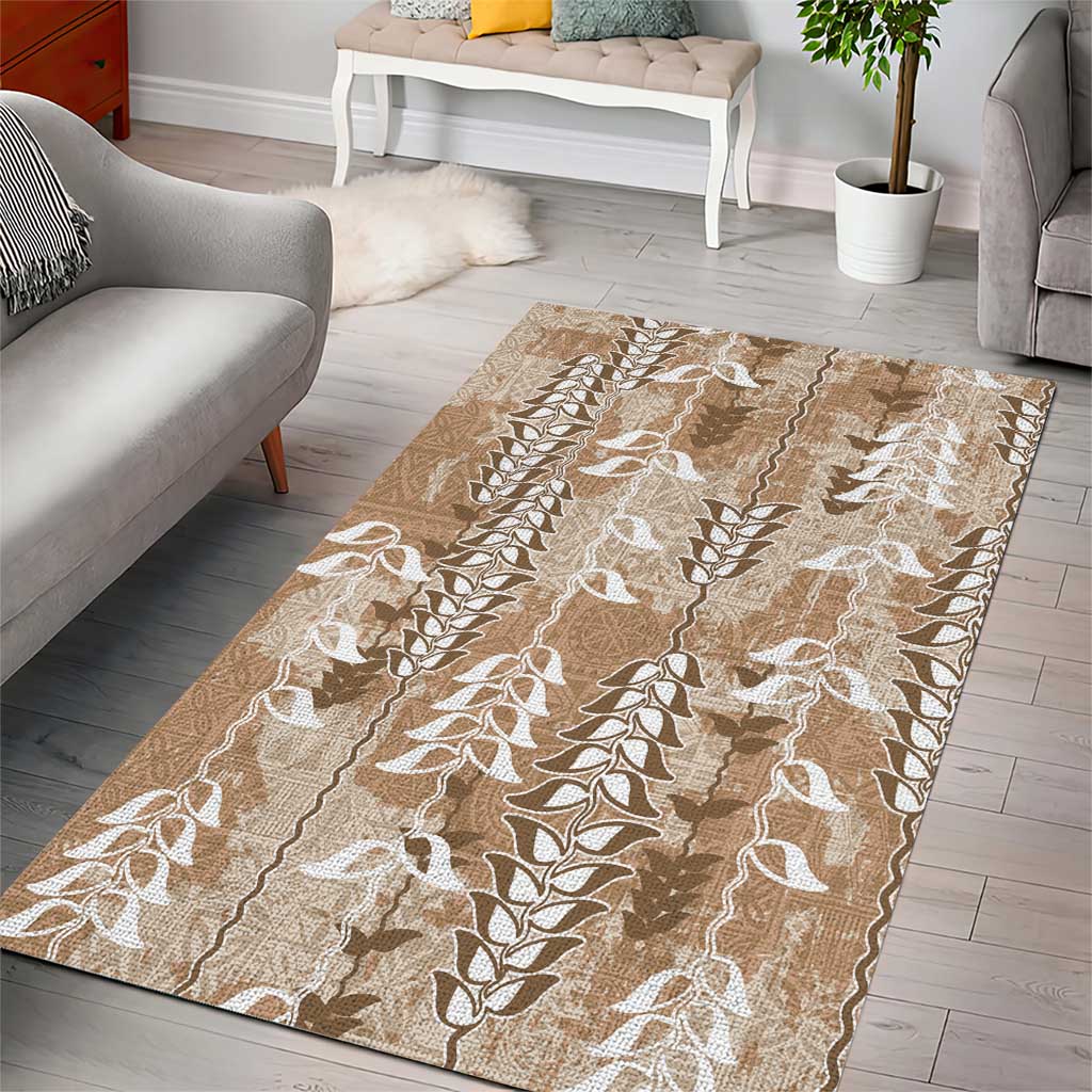Beige Hawaii Tapa Pattern Area Rug With Heliconia Vintage Style LT05 - Polynesian Pride