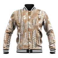 Beige Hawaii Tapa Pattern Baseball Jacket With Heliconia Vintage Style LT05 Unisex Beige - Polynesian Pride