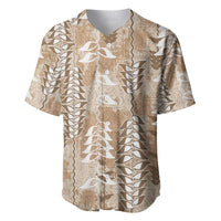 Beige Hawaii Tapa Pattern Baseball Jersey With Heliconia Vintage Style LT05 Beige - Polynesian Pride