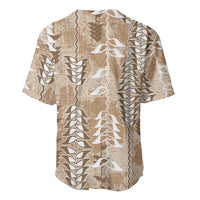 Beige Hawaii Tapa Pattern Baseball Jersey With Heliconia Vintage Style LT05 - Polynesian Pride