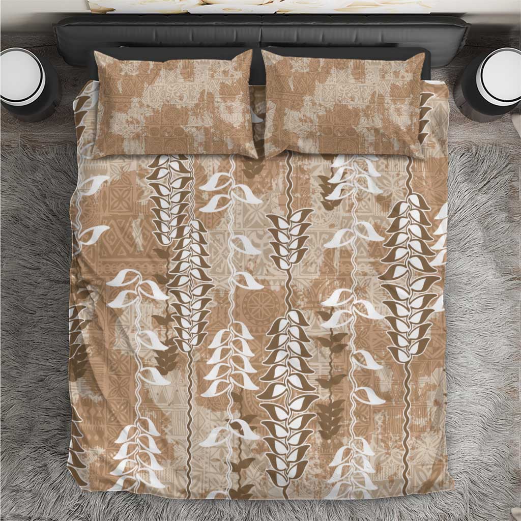 Beige Hawaii Tapa Pattern Bedding Set With Heliconia Vintage Style LT05 Beige - Polynesian Pride