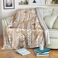 Beige Hawaii Tapa Pattern Blanket With Heliconia Vintage Style LT05 Beige - Polynesian Pride