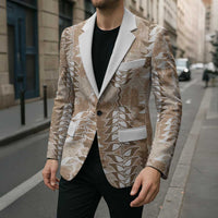 Beige Hawaii Tapa Pattern Blazer With Heliconia Vintage Style LT05 - Polynesian Pride