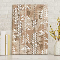 Beige Hawaii Tapa Pattern Canvas Wall Art With Heliconia Vintage Style LT05 Without Frame Beige - Polynesian Pride
