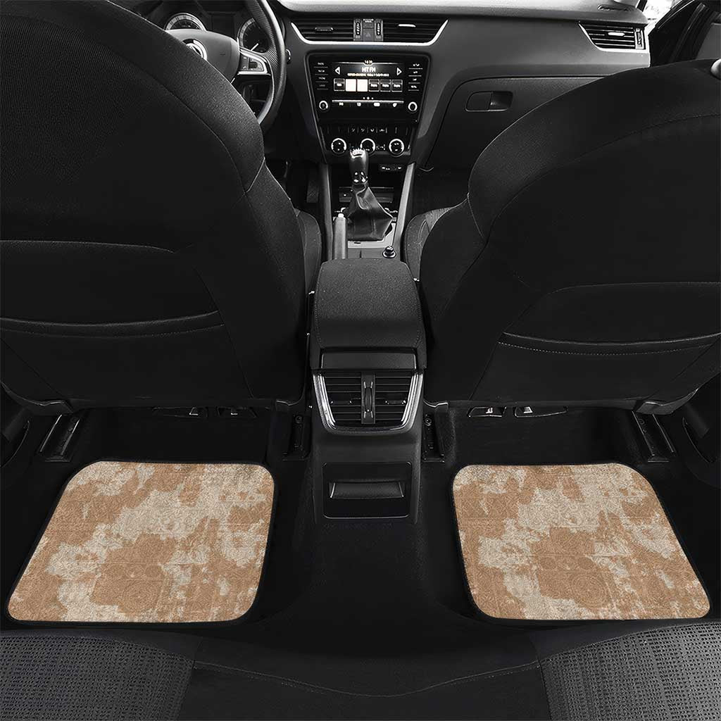 Beige Hawaii Tapa Pattern Car Mats With Heliconia Vintage Style LT05 Set 2pcs - Back Beige - Polynesian Pride