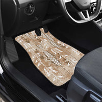 Beige Hawaii Tapa Pattern Car Mats With Heliconia Vintage Style LT05 - Polynesian Pride