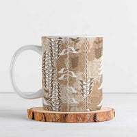 Beige Hawaii Tapa Pattern Ceramic Mug With Heliconia Vintage Style LT05 Beige - Polynesian Pride