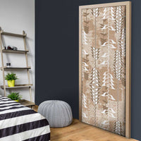 Beige Hawaii Tapa Pattern Door Cover With Heliconia Vintage Style LT05 - Polynesian Pride