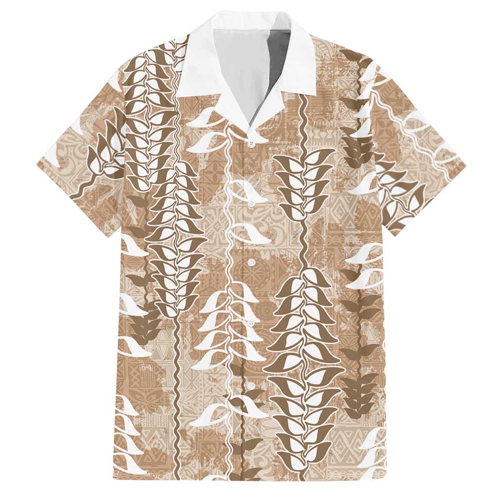 Beige Hawaii Tapa Pattern Hawaiian Shirt With Heliconia Vintage Style LT05 Beige - Polynesian Pride