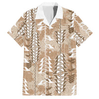 Beige Hawaii Tapa Pattern Hawaiian Shirt With Heliconia Vintage Style LT05 Beige - Polynesian Pride