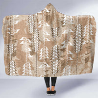 Beige Hawaii Tapa Pattern Hooded Blanket With Heliconia Vintage Style LT05 One Size Beige - Polynesian Pride