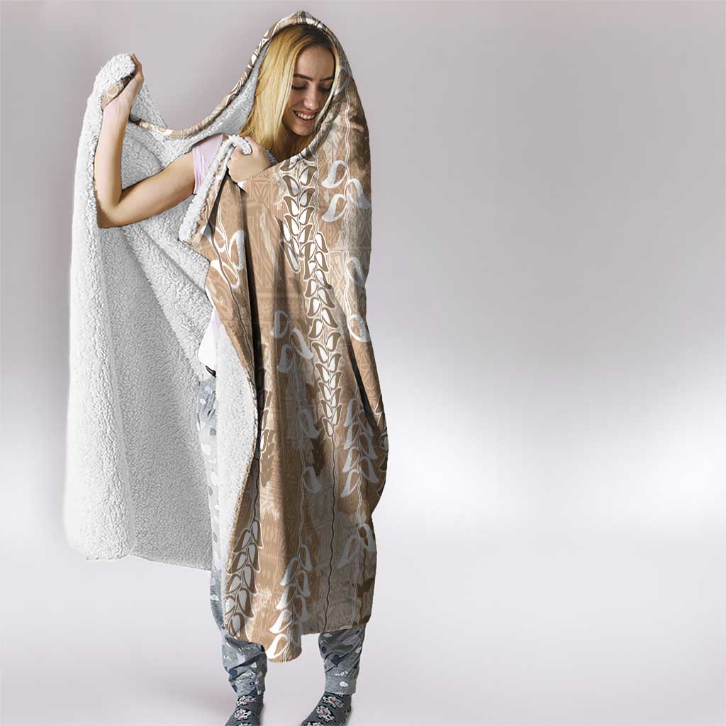 Beige Hawaii Tapa Pattern Hooded Blanket With Heliconia Vintage Style LT05 - Polynesian Pride