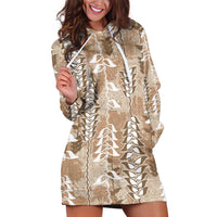 Beige Hawaii Tapa Pattern Hoodie Dress With Heliconia Vintage Style LT05 Beige - Polynesian Pride