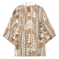 Beige Hawaii Tapa Pattern Kimono With Heliconia Vintage Style LT05 - Polynesian Pride