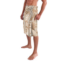 Beige Hawaii Tapa Pattern Lavalava With Heliconia Vintage Style LT05 - Polynesian Pride