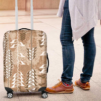 Beige Hawaii Tapa Pattern Luggage Cover With Heliconia Vintage Style LT05 Beige - Polynesian Pride