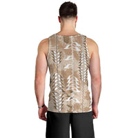 Beige Hawaii Tapa Pattern Men Tank Top With Heliconia Vintage Style LT05 - Polynesian Pride