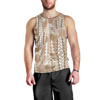 Beige Hawaii Tapa Pattern Men Tank Top With Heliconia Vintage Style LT05 - Polynesian Pride