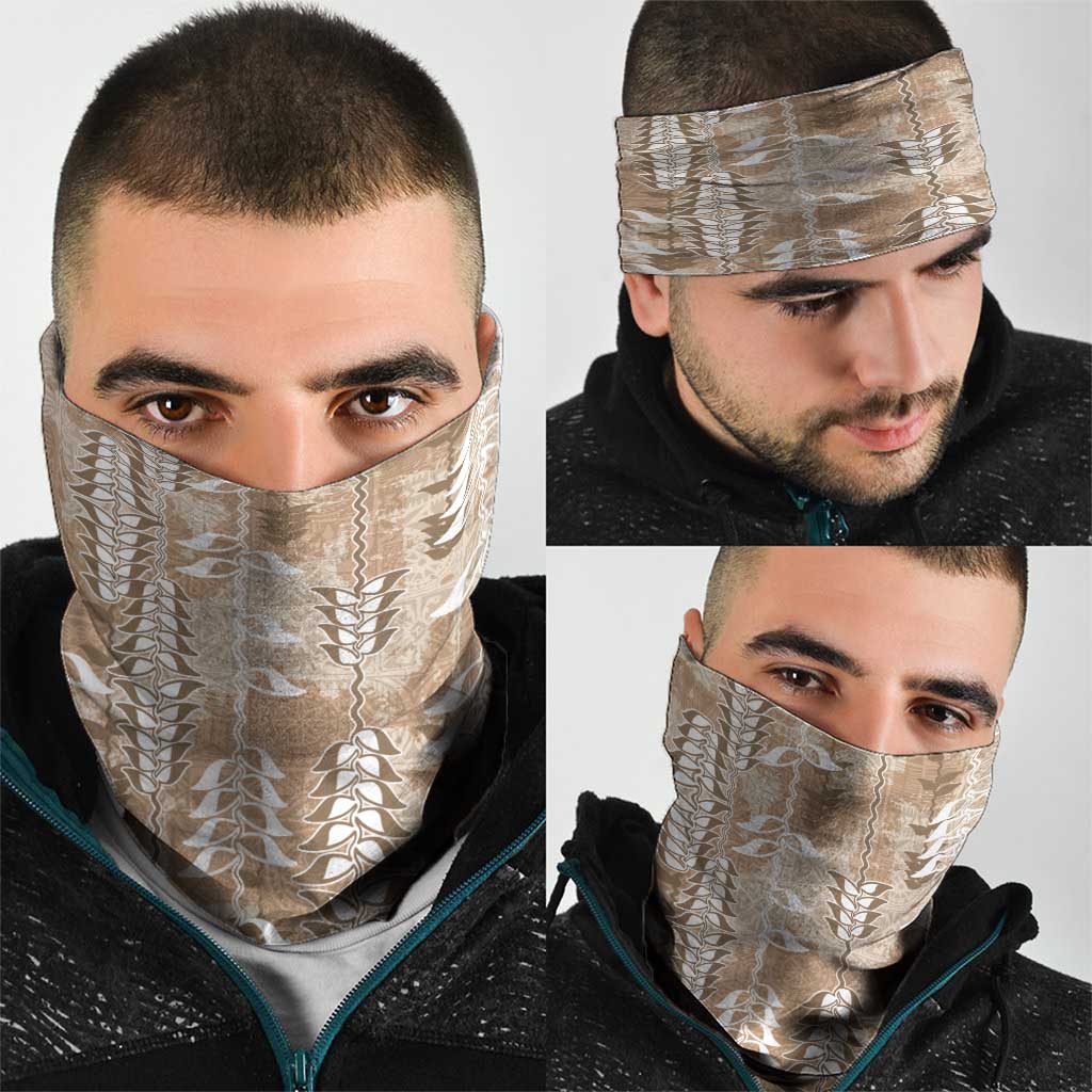 Beige Hawaii Tapa Pattern Neck Gaiter With Heliconia Vintage Style LT05 - Polynesian Pride