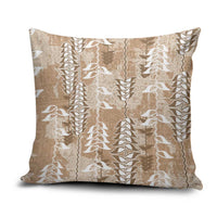 Beige Hawaii Tapa Pattern Pillow Cover With Heliconia Vintage Style