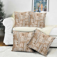 Beige Hawaii Tapa Pattern Pillow Cover With Heliconia Vintage Style