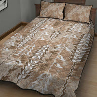 Beige Hawaii Tapa Pattern Quilt Bed Set With Heliconia Vintage Style LT05 - Polynesian Pride
