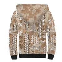 Beige Hawaii Tapa Pattern Sherpa Hoodie With Heliconia Vintage Style