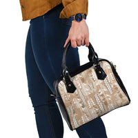 Beige Hawaii Tapa Pattern Shoulder Handbag With Heliconia Vintage Style LT05 - Polynesian Pride