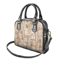 Beige Hawaii Tapa Pattern Shoulder Handbag With Heliconia Vintage Style LT05 - Polynesian Pride