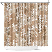 Beige Hawaii Tapa Pattern Shower Curtain With Heliconia Vintage Style LT05 Beige - Polynesian Pride