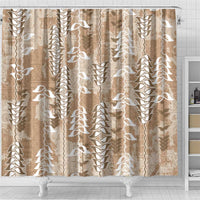 Beige Hawaii Tapa Pattern Shower Curtain With Heliconia Vintage Style LT05 - Polynesian Pride