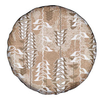 Beige Hawaii Tapa Pattern Spare Tire Cover With Heliconia Vintage Style LT05 - Polynesian Pride