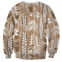 Beige Hawaii Tapa Pattern Sweatshirt With Heliconia Vintage Style LT05 - Polynesian Pride