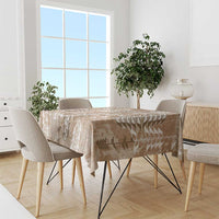 Beige Hawaii Tapa Pattern Tablecloth With Heliconia Vintage Style