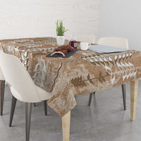 Beige Hawaii Tapa Pattern Tablecloth With Heliconia Vintage Style