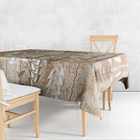 Beige Hawaii Tapa Pattern Tablecloth With Heliconia Vintage Style