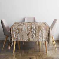 Beige Hawaii Tapa Pattern Tablecloth With Heliconia Vintage Style