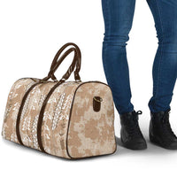 Beige Hawaii Tapa Pattern Travel Bag With Heliconia Vintage Style LT05 - Polynesian Pride