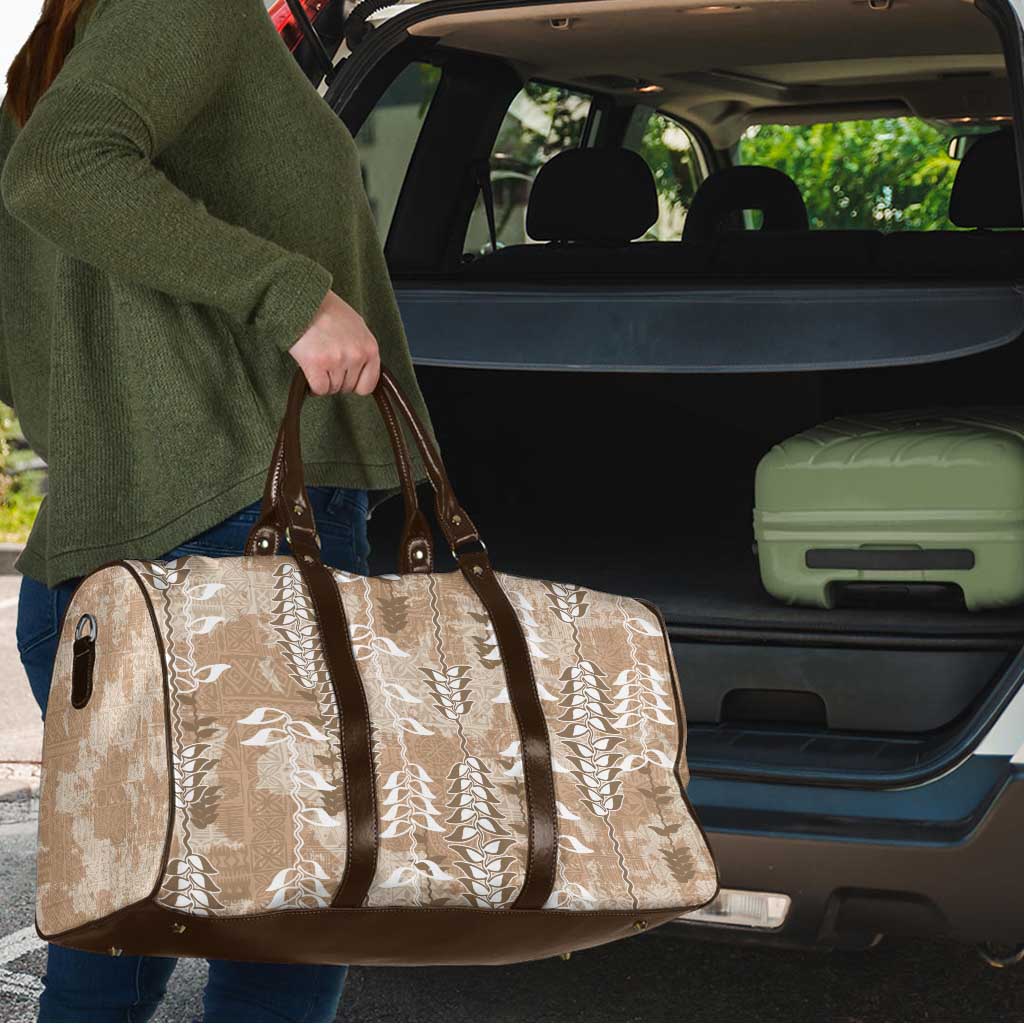 Beige Hawaii Tapa Pattern Travel Bag With Heliconia Vintage Style LT05 - Polynesian Pride