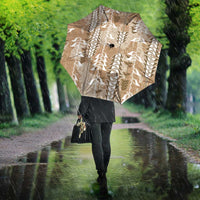 Beige Hawaii Tapa Pattern Umbrella With Heliconia Vintage Style LT05 - Polynesian Pride