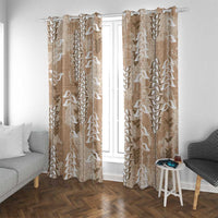 Beige Hawaii Tapa Pattern Window Curtain With Heliconia Vintage Style LT05 With Grommets Beige - Polynesian Pride
