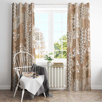 Beige Hawaii Tapa Pattern Window Curtain With Heliconia Vintage Style LT05 - Polynesian Pride