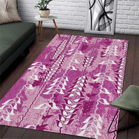 Magenta Hawaii Tapa Pattern Area Rug With Heliconia Vintage Style LT05 Magenta - Polynesian Pride