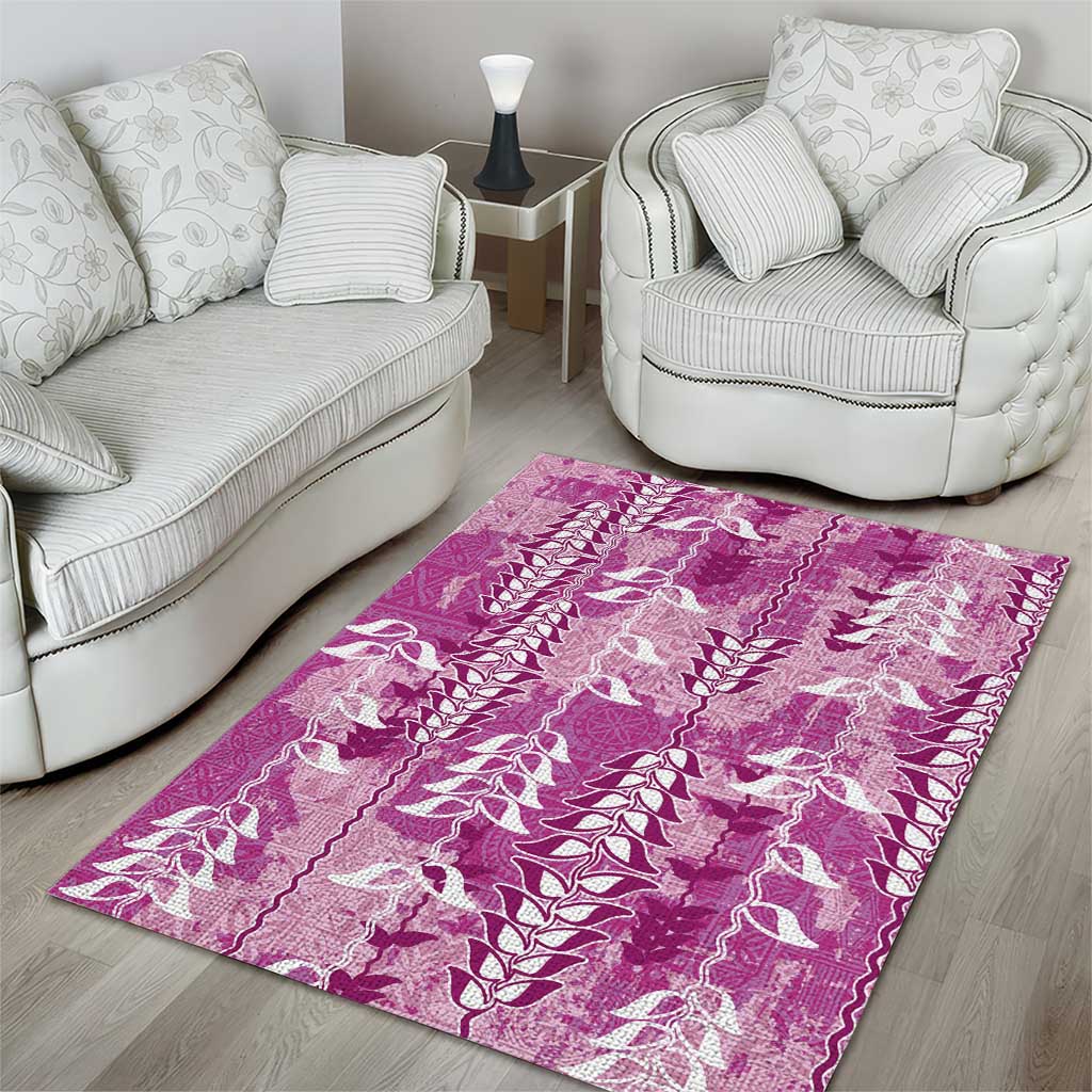 Magenta Hawaii Tapa Pattern Area Rug With Heliconia Vintage Style LT05 - Polynesian Pride