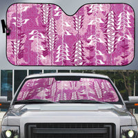 Magenta Hawaii Tapa Pattern Auto Sun Shade With Heliconia Vintage Style